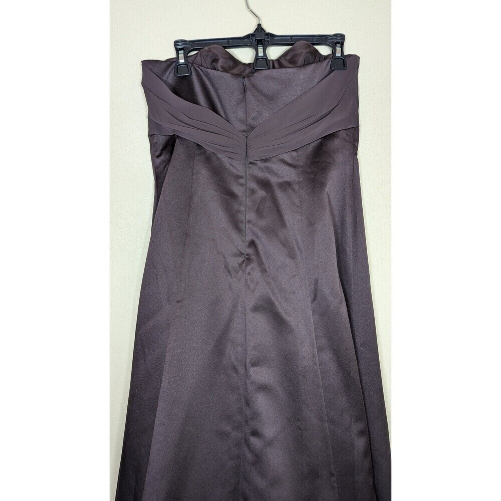 DAVID’S BRIDAL BROWN LONG FORMAL STRAPLESS DRESS W/ CHIFFON DRAPE, PROM SZ 12 - Picture 5 of 12